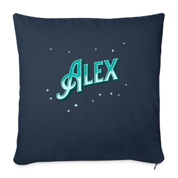 Le prénom d’Alex personnalisé - Housse de coussin décorative 45 x 45 cm - bleu marine - Devant