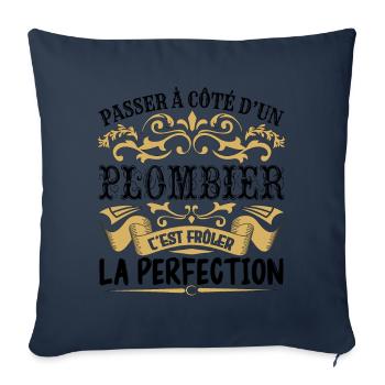 Plombier | le Meilleur cadeau Plombier - Housse de coussin décorative 45 x 45 cm - bleu marine - Devant
