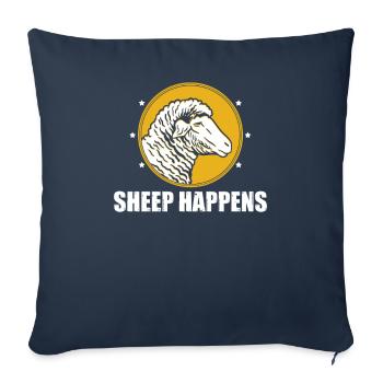 Sheep Happens Wordplay Flock of Sheep Farm - Sofa pillowcase 17,3'' x 17,3'' (45 x 45 cm) - navy - Front