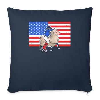 Mutton Buster USA Flag Sheep Rider - Sofa pillowcase 17,3'' x 17,3'' (45 x 45 cm) - navy - Front