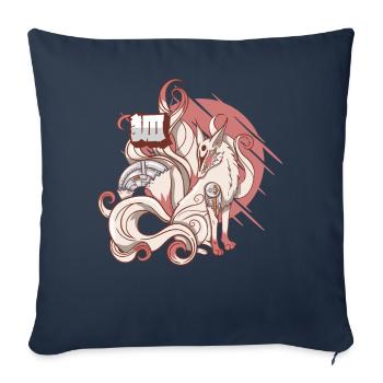 Cyborg Kitsune Nine-tailed Fox Cyber Aesthetic - Sofa pillowcase 17,3'' x 17,3'' (45 x 45 cm) - navy - Front