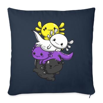 Non-binary pride kawaii axolotl pile nonbinä - Housse de coussin décorative 45 x 45 cm - bleu marine - Devant