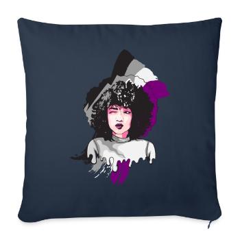 Afro Fille Asexuée Drapeau Noir Histoire Mel - Housse de coussin décorative 45 x 45 cm - bleu marine - Devant