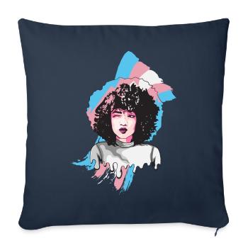 Afro Girl Transgender Flag Black History M - Housse de coussin décorative 45 x 45 cm - bleu marine - Devant