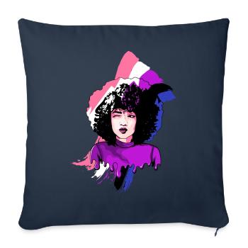 Afro Girl Genderfluid Flag Black History M - Housse de coussin décorative 45 x 45 cm - bleu marine - Devant