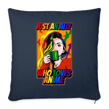 Funny Gay Ally Anime Girl Just An Ally W - Sofa pillowcase 17,3'' x 17,3'' (45 x 45 cm) - navy - Front