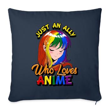 Gay Ally Anime Girl Just An Ally Who Loves Anime - Sofa pillowcase 17,3'' x 17,3'' (45 x 45 cm) - navy - Front