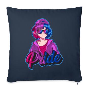 Bisexual Pride Bi Japanese Cool Anime Girl Bi - Sofa pillowcase 17,3'' x 17,3'' (45 x 45 cm) - navy - Front