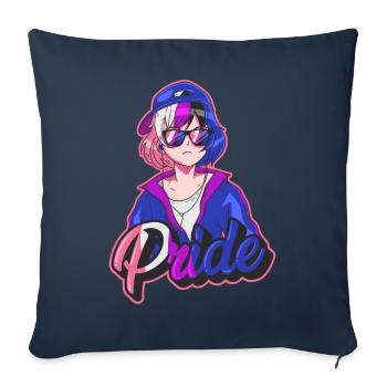 Genderfluid Proud Japanese Cool Anime Girl Gen - Housse de coussin décorative 45 x 45 cm - bleu marine - Devant