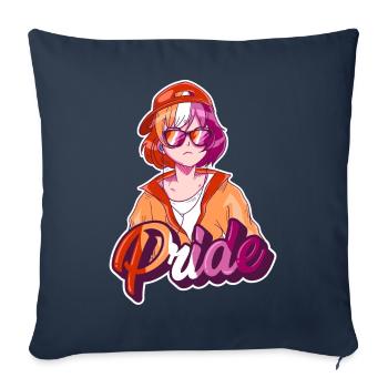 lesbians proud gay japanese cool anime girl - Sofa pillowcase 17,3'' x 17,3'' (45 x 45 cm) - navy - Front