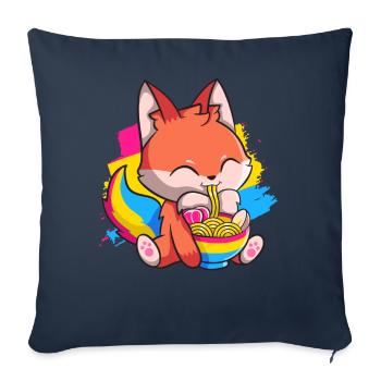 Pansexual Pride Kawaii Fox Ramen Noodles Panse - Housse de coussin décorative 45 x 45 cm - bleu marine - Devant
