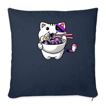 Genderfluid Proud Kawaii Car Ramen Noodles Genderf - Housse de coussin décorative 45 x 45 cm - bleu marine - Devant