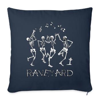 Drôles de squelettes Rave Squelettes délirants Raveyard Ha - Housse de coussin décorative 45 x 45 cm - bleu marine - Devant