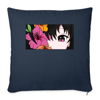 Bloomcore Aesthetic Anime Girl Eyes Flower Co - Sofa pillowcase 17,3'' x 17,3'' (45 x 45 cm) - navy - Front