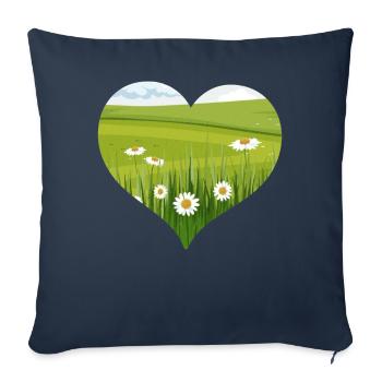 Bloomcore Aesthetic Flowercore Herzform Cottagecor - Sofakissenbezug 45 x 45 cm - Navy - Vorne