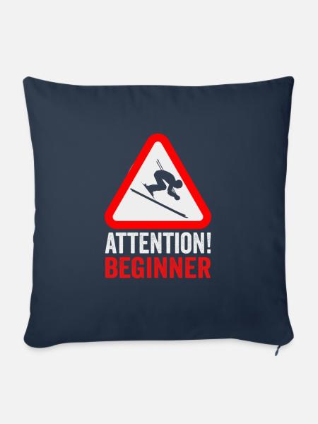 Skifahrer Attention beginner! Ski - Sofakissenbezug 45 x 45 cm - Navy