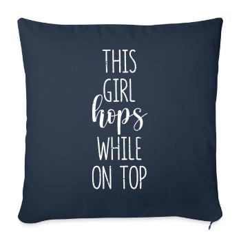 Drôle de corde à sauter cette fille sautillant - Housse de coussin décorative 45 x 45 cm - bleu marine - Devant