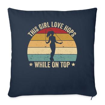 Drôle de corde à sauter cette fille sautillant - Housse de coussin décorative 45 x 45 cm - bleu marine - Devant
