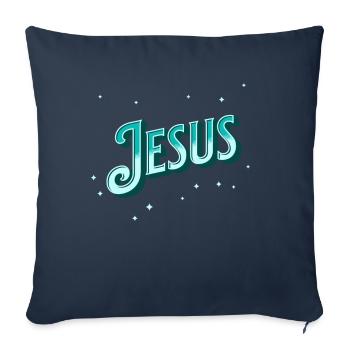 Le nom de Jésus personnalisé - Housse de coussin décorative 45 x 45 cm - bleu marine - Devant