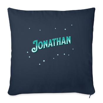 Jonathan nom personnalisé - Housse de coussin décorative 45 x 45 cm - bleu marine - Devant