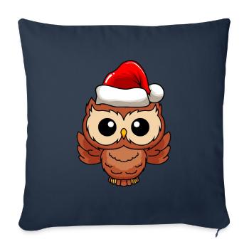 Chouette BD Noël - Housse de coussin décorative 45 x 45 cm - bleu marine - Devant