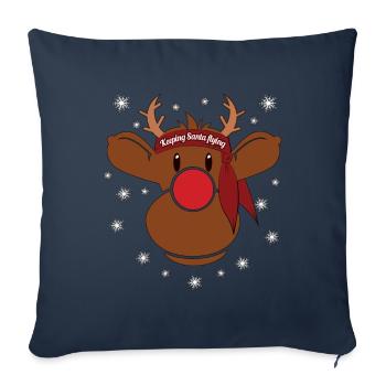 Rudi laisse le Père Noël voler Noël - Housse de coussin décorative 45 x 45 cm - bleu marine - Devant