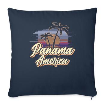 Panama America Vintage Amérique latine Coucher de soleil - Housse de coussin décorative 45 x 45 cm - bleu marine - Devant