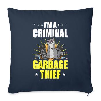 Voleur d’ordures criminel Ratons laveurs Martre drôle - Housse de coussin décorative 45 x 45 cm - bleu marine - Devant
