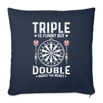 Jouer aux fléchettes triple est drôle double gagne de l’argent - Housse de coussin décorative 45 x 45 cm - bleu marine - Devant