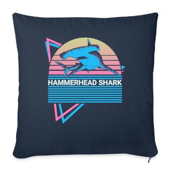 Requin-marteau Retro - Housse de coussin décorative 45 x 45 cm - bleu marine - Devant