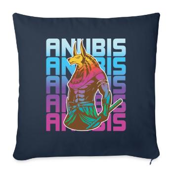 Dieu égyptien Anubis Egypte - Housse de coussin décorative 45 x 45 cm - bleu marine - Devant