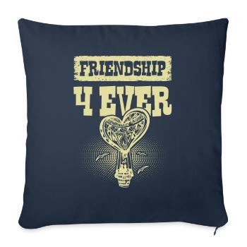 Amitié 4 Jamais - Housse de coussin décorative 45 x 45 cm - bleu marine - Devant