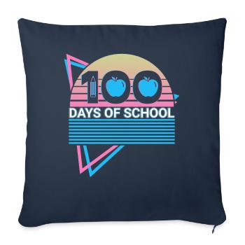 100 Days School Retro - Sofa pillowcase 17,3'' x 17,3'' (45 x 45 cm) - navy - Front