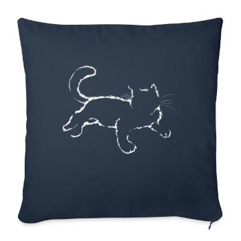 Chats Silhouette Chaton Chat - Housse de coussin décorative 45 x 45 cm - bleu marine - Devant