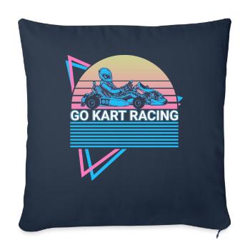 Go Kart Racing Rétro Go-Kart - Housse de coussin décorative 45 x 45 cm - bleu marine - Devant