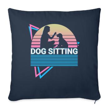Dog Sitting Retro Trainer - Housse de coussin décorative 45 x 45 cm - bleu marine - Devant