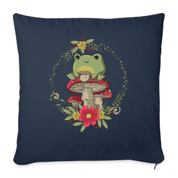 Cottagecore Aesthetic Kawaii Frog Tea Mushroom - Sofa pillowcase 17,3'' x 17,3'' (45 x 45 cm) - navy - Front