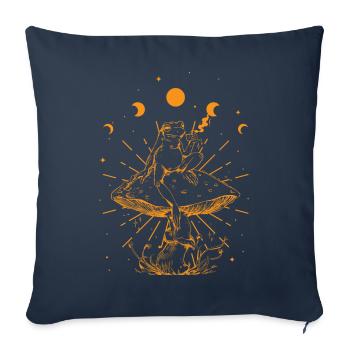 Cottagecore Aesthetic Frog Sipping Tea Mushroom - Sofa pillowcase 17,3'' x 17,3'' (45 x 45 cm) - navy - Front