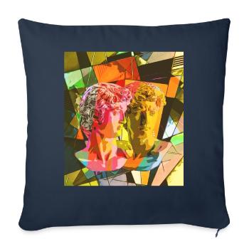 Avant-garde Esthétique David Tête Statue - Housse de coussin décorative 45 x 45 cm - bleu marine - Devant