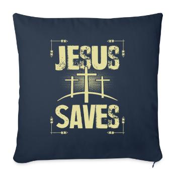Jesus Saves - Sofakissenbezug 45 x 45 cm - Navy - Vorne