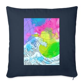Art Academia Esthétique Grande Vague Au large de Kanagawa - Housse de coussin décorative 45 x 45 cm - bleu marine - Devant