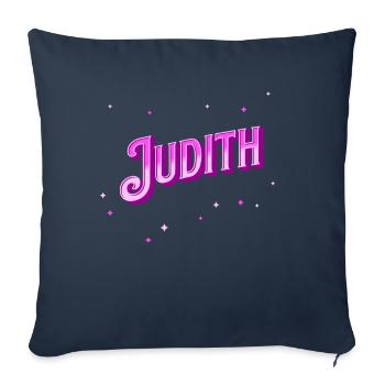 Nom Judith personnalisé - Housse de coussin décorative 45 x 45 cm - bleu marine - Devant
