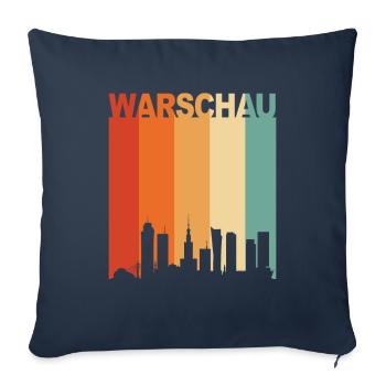 Varsovie Pologne Skyline - Housse de coussin décorative 45 x 45 cm - bleu marine - Devant