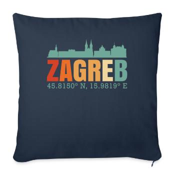 Zagreb Croatie Skyline - Housse de coussin décorative 45 x 45 cm - bleu marine - Devant