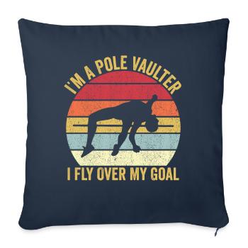 Drôle de saut à la perche de saut à la perche que je survole - Housse de coussin décorative 45 x 45 cm - bleu marine - Devant