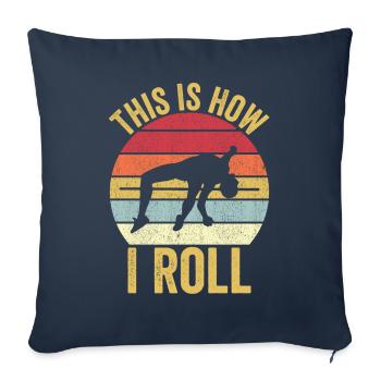 Drôle de saut à la perche saut à la perche Comment je roule - Housse de coussin décorative 45 x 45 cm - bleu marine - Devant
