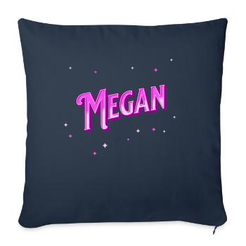 Nom Megan personnalisé - Housse de coussin décorative 45 x 45 cm - bleu marine - Devant