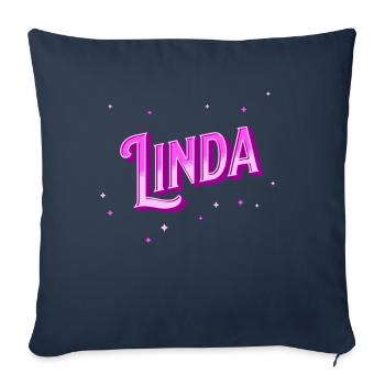 Nom Linda personnalisé - Housse de coussin décorative 45 x 45 cm - bleu marine - Devant