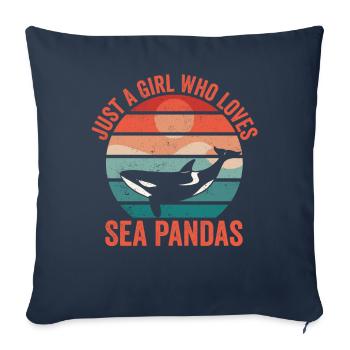 Funny Orca Whale Sea Panda Retro - Sofa pillowcase 17,3'' x 17,3'' (45 x 45 cm) - navy - Front