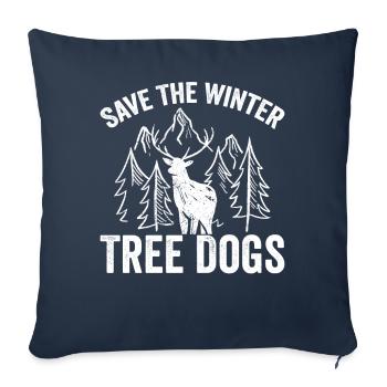 Funny deer save the winter tree dogs - Sofa pillowcase 17,3'' x 17,3'' (45 x 45 cm) - navy - Front